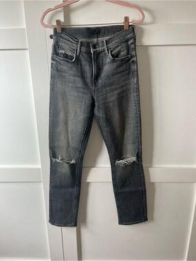 MOTHER Black-Grey Denim Jeans with Branded Patch